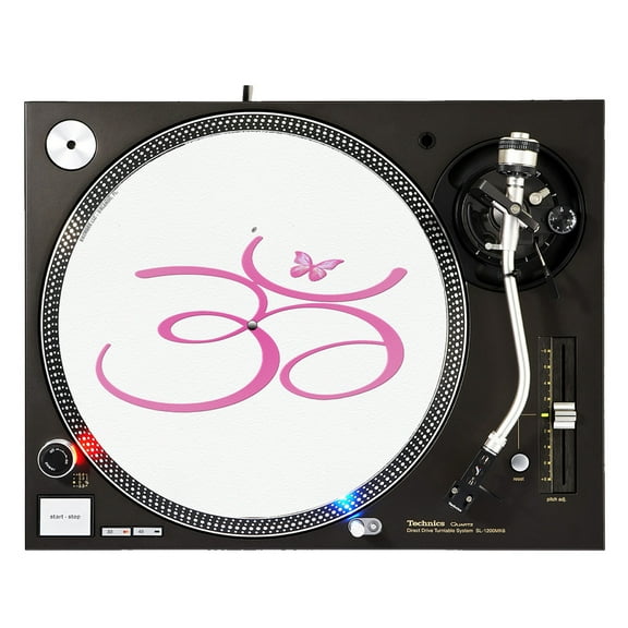 KuzmarK™ 12" DJ Turntable Slipmat - Om Pink Butterfly