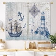 thumbnail image 5 of Vintage Nautical Sailboat Kitchen Curtains Lighthouse Compass Anchor Small Short Cafe Window Curtains Sea Ocean Rod Pocket Bathroom Drapes Treatment Tier Curtains 2 Panels (27.5x39 Inch), 5 of 6