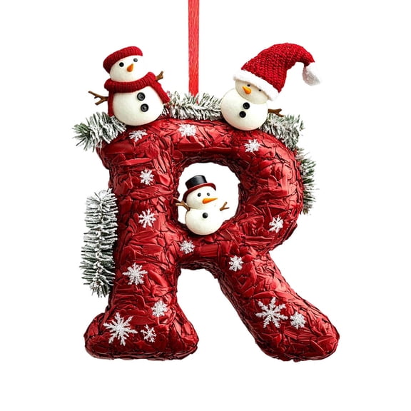 Moocorvic 26 Initial Letter Ornaments Christmas Tree Decoration Personalized Hanging Alphabet Pendant, R