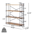thumbnail image 3 of 4 Tier Bookcase With Metal Frame, Vintage Standing Shelf For Home Office, 4-Tier Bookcase Shelf Storage Organizer, Book Shelf For Living Room, Bedroom, Kitchen, 3 of 5