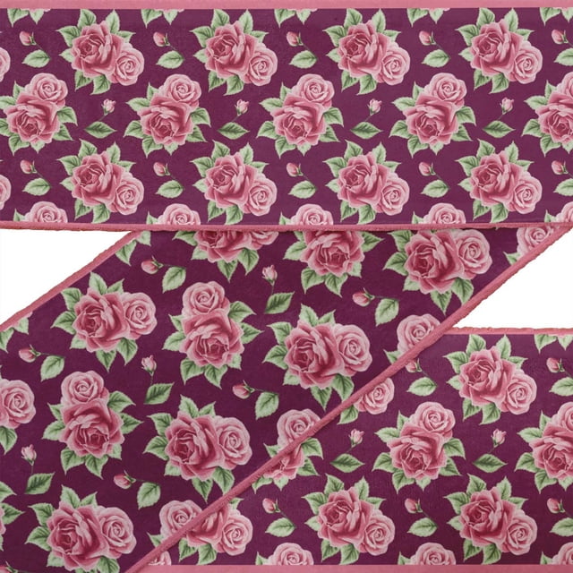 IBA Indianbeautifulart Tissu Floral Feuilles Roses & Roses Dentelle Couture par 9 Yards 3 Pouces