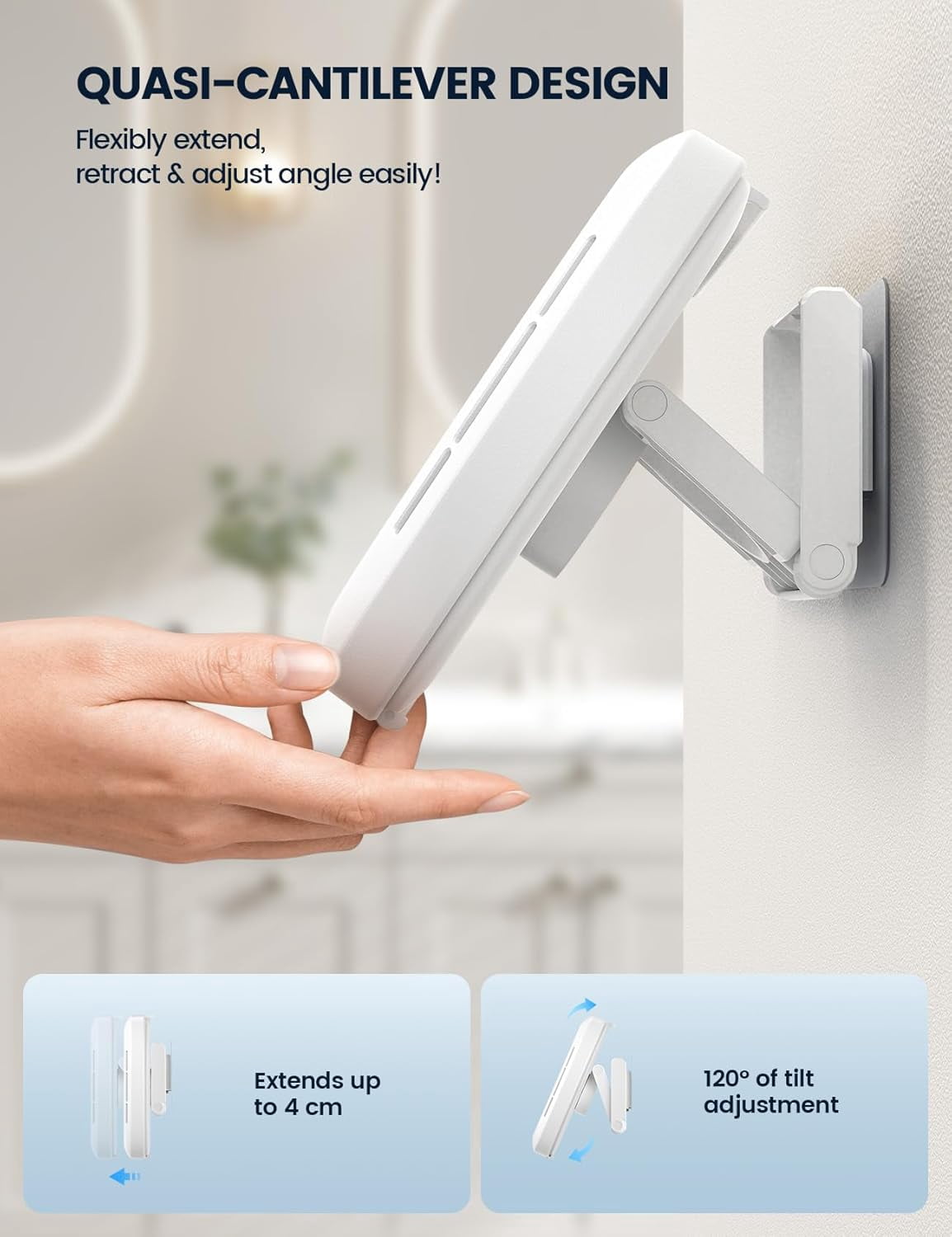 Shower Phone Holder with Speaker Holes, IPX6 Waterproof Clear Sound & 480° Rotation Shower Case Accessories, Waterproof Bathroom Wall Mount for iPhone 17 16 Pro Max Air, S25 Ultra, 4-7" Phone