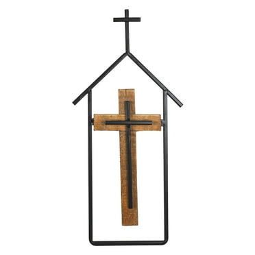 Foreside Home & Garden Cross & Steeple Wall Art Metal & Wood