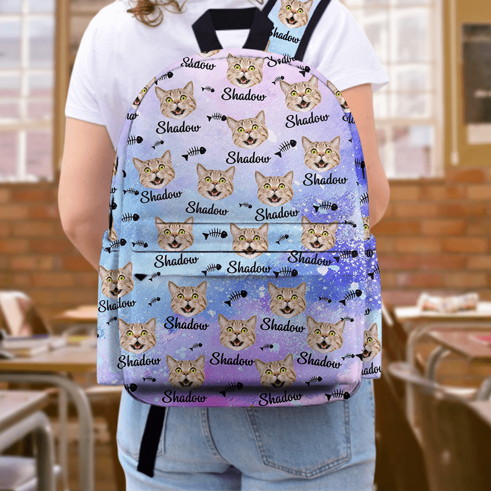Custom Pet Photo Backpack Gift For Dog Cat Lovers. Name And Photo Can Be Changed. Back To School Gifts
