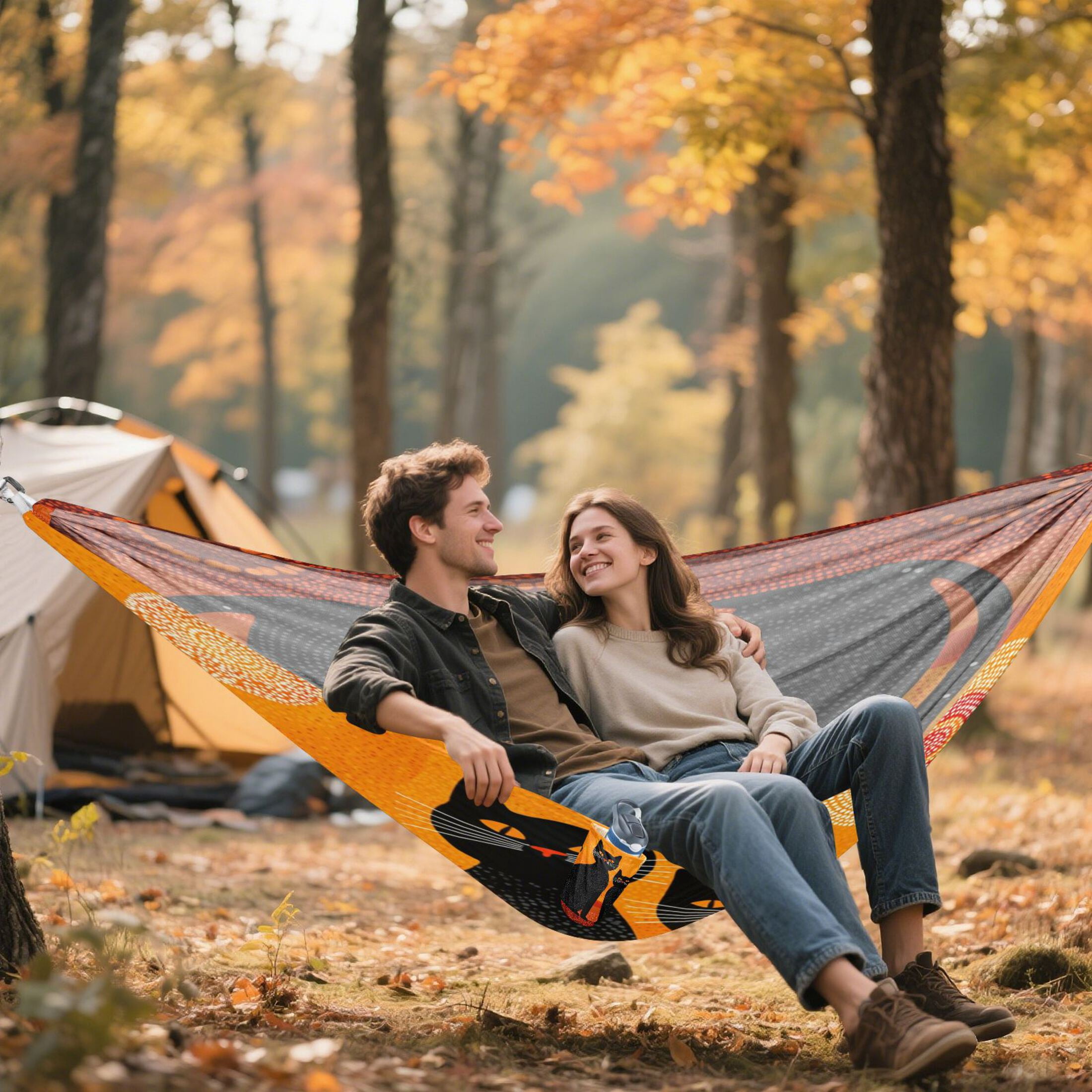 Hammock Camping Hammock Nylon Portable Hammock Travel Camping Hammock Two Black Cats Silhouette