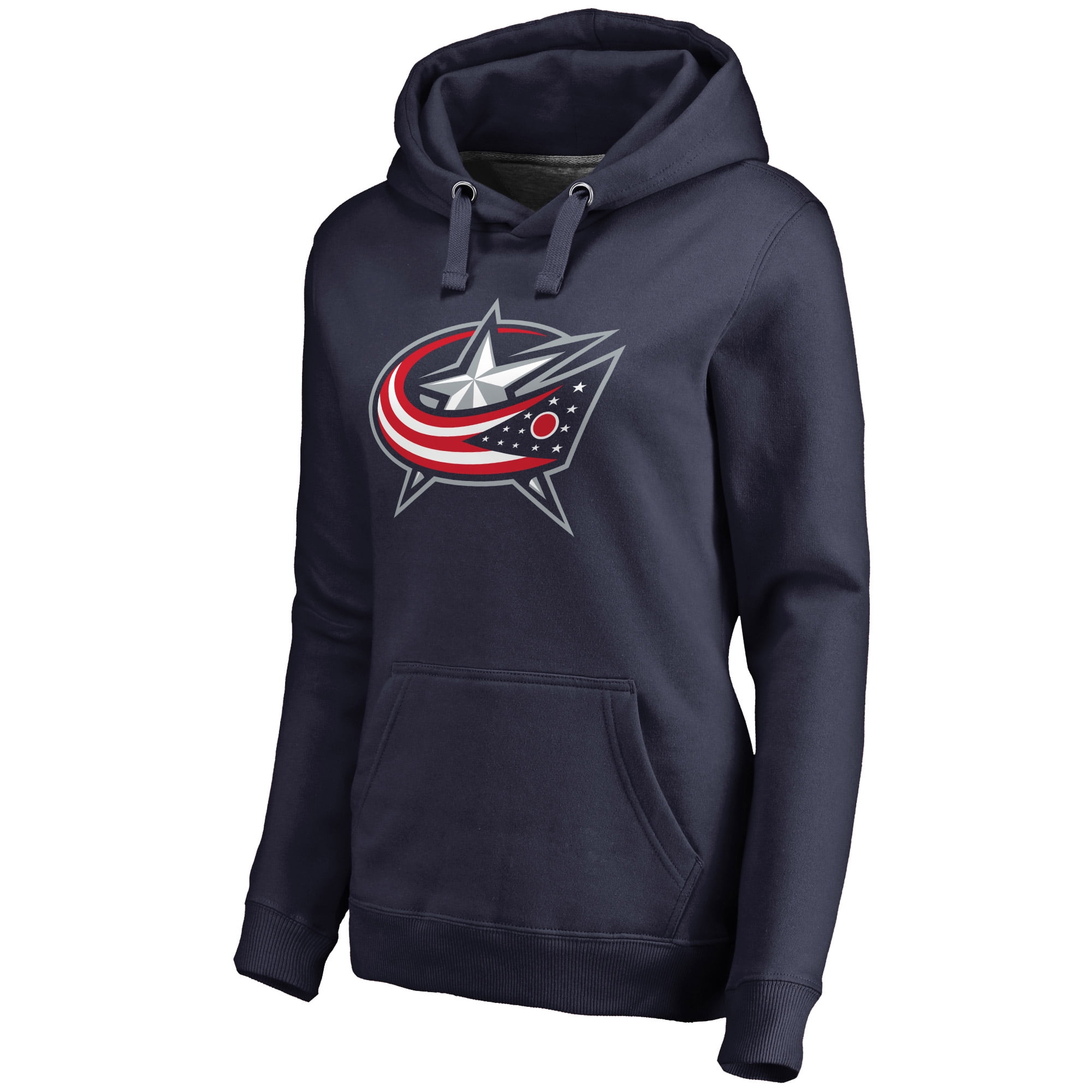 Columbus Blue Jackets Women's Primary Logo Fleece Pullover Hoodie Navy by BOX SEAT CLOTHING CO.