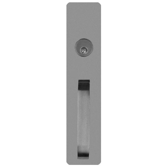 Detex V Series Grade 1 Exit Trim, Night Latch, S Pull, Less Cylinder, for use with Detex V40/V50 Series Exit Devices, Sprayed Aluminum Finish, Non-Handed