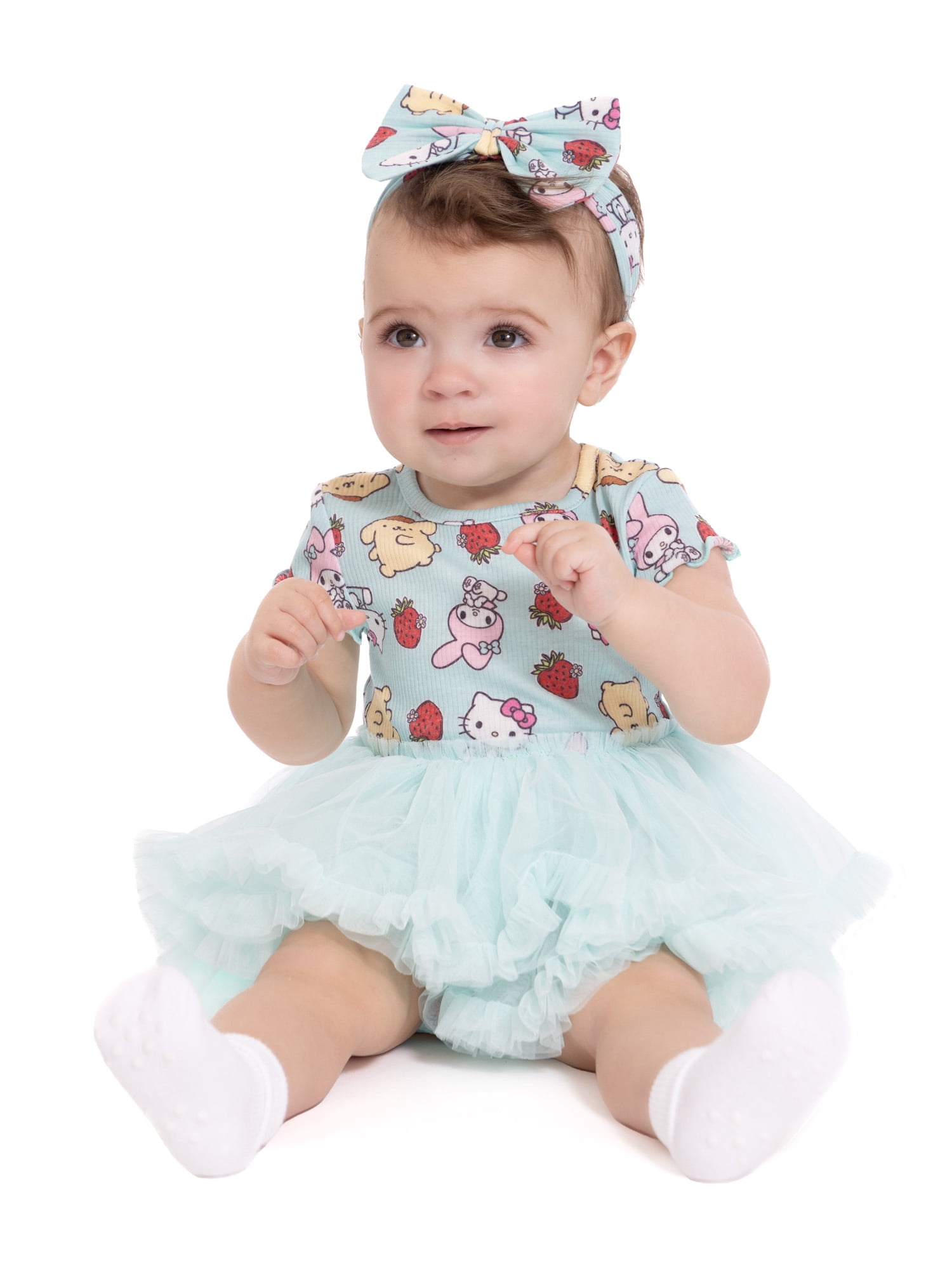 Hello Kitty and Friends Baby Girls Tutu Dress Bodysuit with Matching Headband, 2-Piece, Sizes Newborn-24M