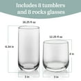 thumbnail image 5 of Libbey Ascent Tumbler and Rocks Glass Set, Drinking Glasses Set of 16 with Elegant Curvature, Dishwasher Safe, Durable Drinking Glasses, Versatile Glassware Set for Any Occasion, 5 of 8