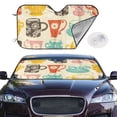 thumbnail image 3 of Lsque Vintage Cup Car Windshield Sun Shade | Accordion Folding Style Auto Shade for Car Truck SUV Van | Blocks UV Rays Sun Visor Protector | Medium, 3 of 7