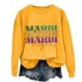 thumbnail image 1 of Robe Chandail en Molleton Jaune pour Femmes, Mode Polyester Chandails à Capuchon & Chandails en Molleton, Chandails en Molleton Graphiques pour Femmes, Top à Manches Longues Col Rond Imprimé Lettres Mardi pour Femmes, 1 of 3