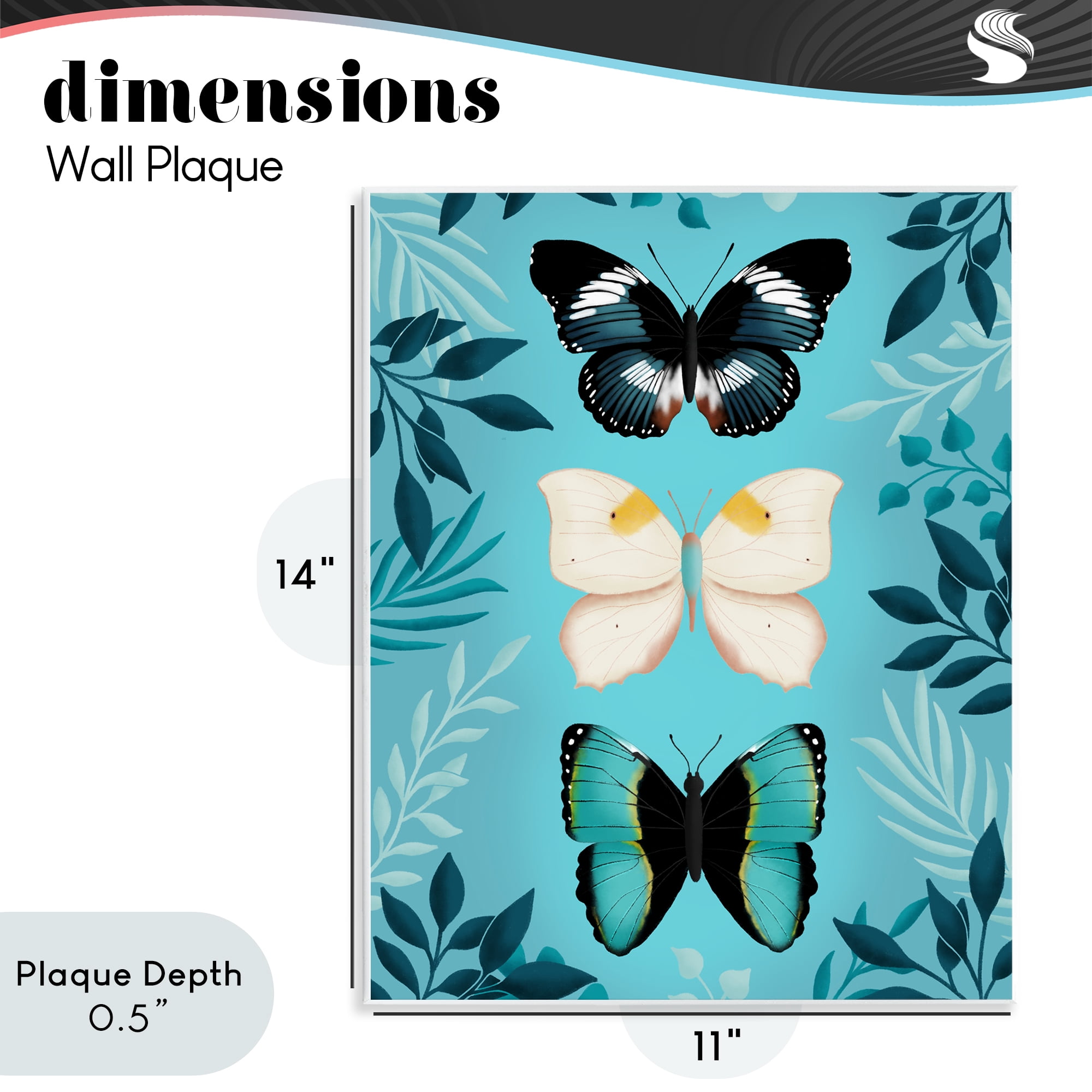 Stupell Industries Three Exotic Blue Butterflies Wall Plaque Art, design by Metka Hiti
