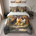 thumbnail image 3 of Erosebridal Rooster Queen Bedding, Sunflowers Bedding Comforter Set Queen, Gray Reversible 7pcs, 3 of 6
