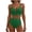 Green, variant on Minjewel Women's V-Neck Cutout High Waisted Bikini Two Piece Swimsuit,Textured Pleated Fabric with High Waist Bottoms,Sexy Beach Swimwear,Army Green,XL