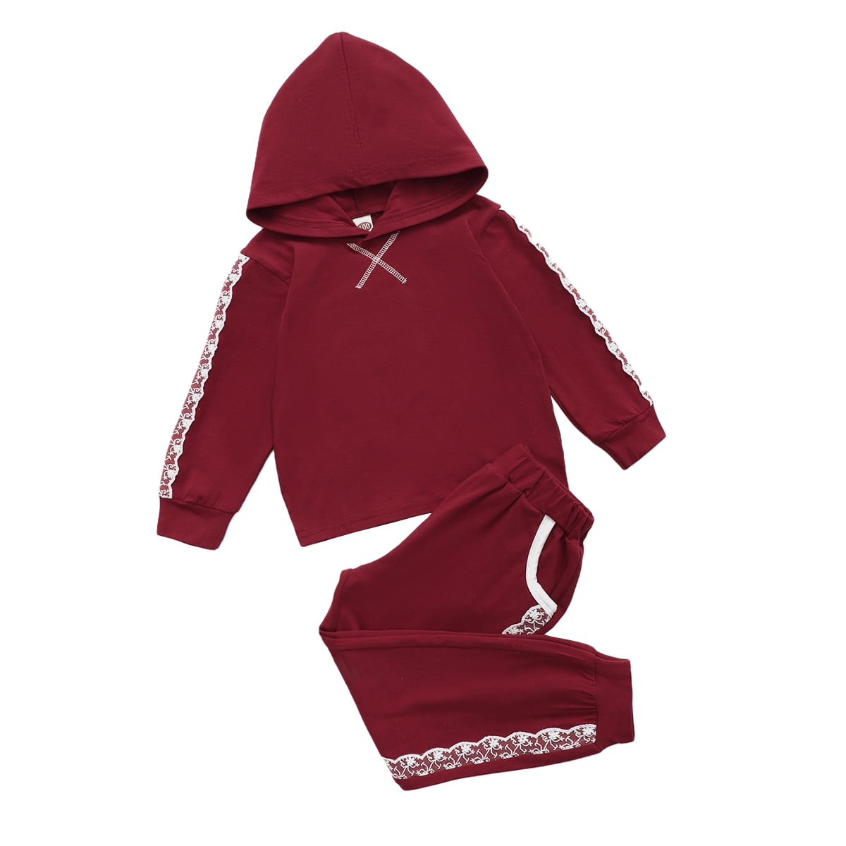5T Kids Girl Clothes Long Sleeve Hooded Tops Pants Set Little Girl