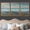 thumbnail image 3 of wall26 Framed Canvas Print Wall Art Set Grunge Teal &amp; Brown Beach Shoreline Landscape Geometric Ocean Digital Art Minimalism Nautical Multicolor for Living Room, Bedroom, Office - 16"x24&quo, 3 of 5