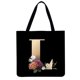 thumbnail image 1 of (L) Bolso Mano Gran Capacidad Lino Con Flores Y 26 Letras (40*40 CM), 1 of 3