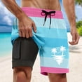 thumbnail image 2 of ibiyuan Men Swim Trunks with Mesh Liner Quickdry Mens Bathing Suit Drawstring Waist Board Shorts Pockets Soft Colorful Built-In Swim Underwear,Hot Pink-A, 2 of 4