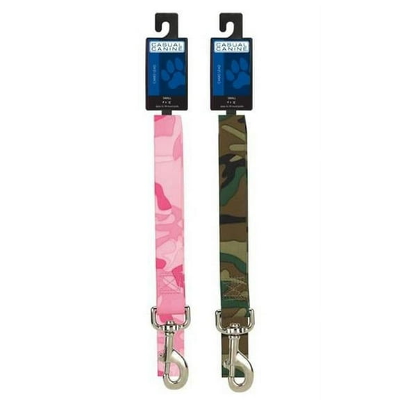 Casual Canine ZA6751 44 75 4 ft. x 0.62 in. Camo Dog Leash Lead, Pink