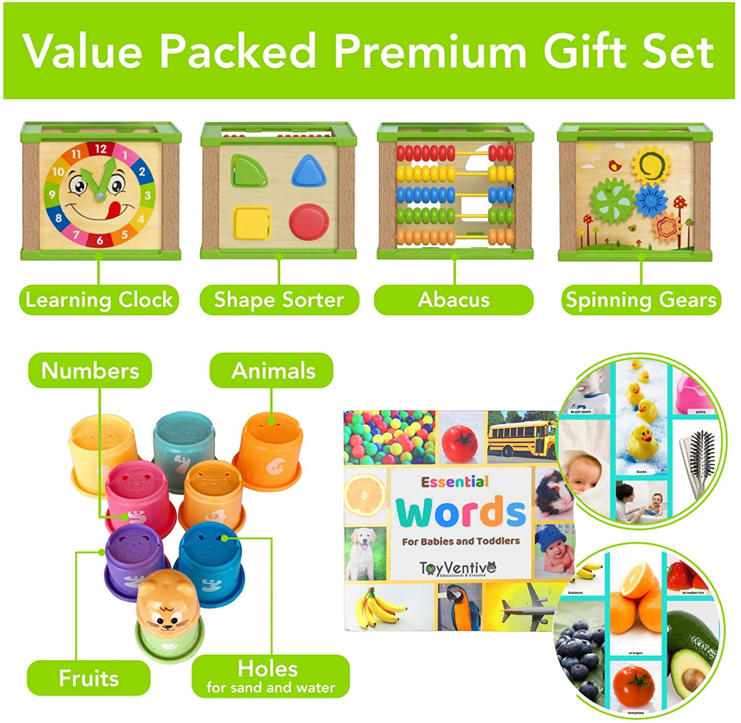 toyventive wooden kids baby activity cube boys gift set