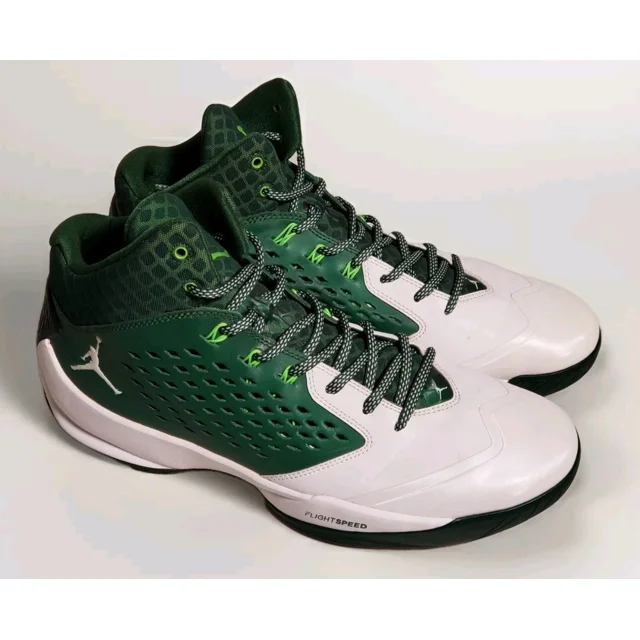 A i r-Jor-dan Rising High Basketball Shoes White Green 768931-323 Mens Sz 11.5 2015