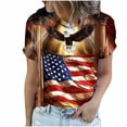 thumbnail image 5 of asdoklhq Fourth Of July Shirts for Women Oversized Tshirts Women's Casual and Fashionable Printed T-shirt with Round Neck and Short Sleeved Top Khaki M, 5 of 6