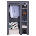 thumbnail image 3 of MINKUROW 67" Canvas Wardrobe Portable Closet Wardrobe Clothes Storage,Non-Woven Fabric,Quick and Easy Assembly,Grey, 3 of 6