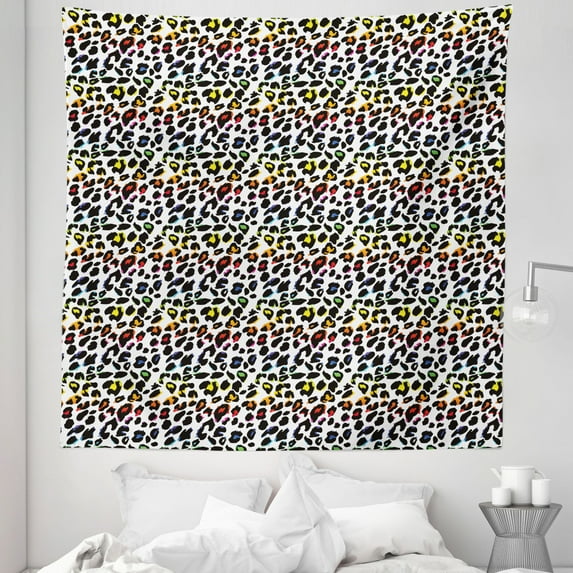 Leopard Print Tapestry, Classical Savannah Mammal Skin Pattern with Vibrant Color Details, Fabric Wall Hanging Decor for Bedroom Living Room Dorm, 5 Sizes, Multicolor, by Ambesonne