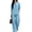 A-Blue580, variant on Tie Neck Puff Sleeve Two Piece Set for Women Elastic Waist Daily Urban Matching Pant Suit
