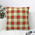 thumbnail image 6 of YFYANG Square Decorative Throw Pillow Case (Without Pillow Insert), Red Retro Plaid Pattern Bedroom Sofa Car Cushion Cover, 24"x24", 6 of 9