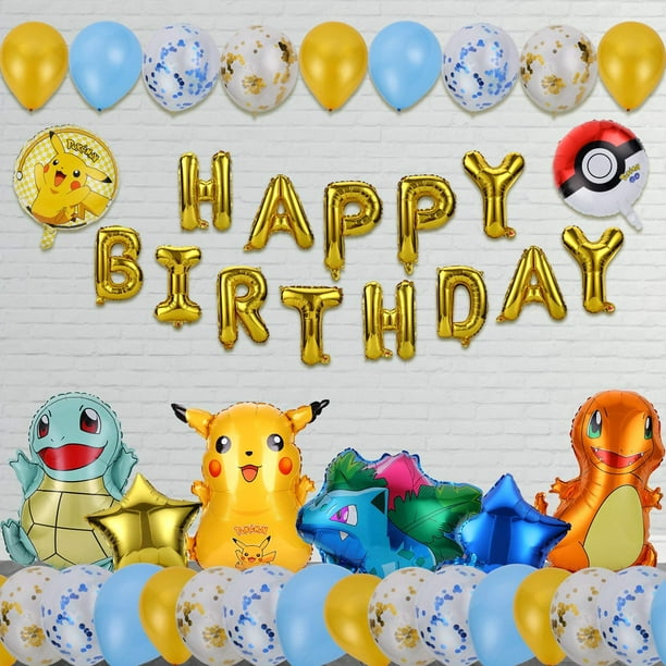 Pokemon Balloons, 35 Pieces Helium Foil Balloons Set Pokemon Pikachu Foil  Balloons Party Foil Balloon for Kids Birthday Party Decoration 