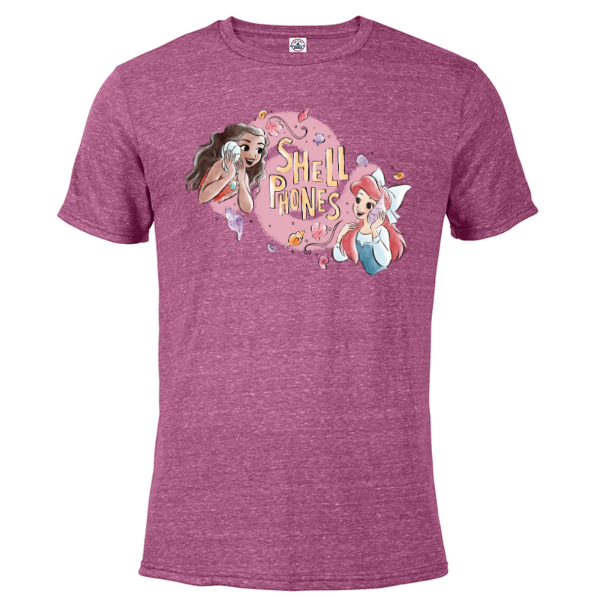 Disney Princess Moana and Ariel Shell Phones Short Sleeve Blended TShirt for Adults