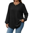 thumbnail image 2 of LANREMON Women's Plus Size Crewneck Long Sleeve Tops Casual Lightweight Fall Pullover Tunic Sweaters Shirts, 2 of 7