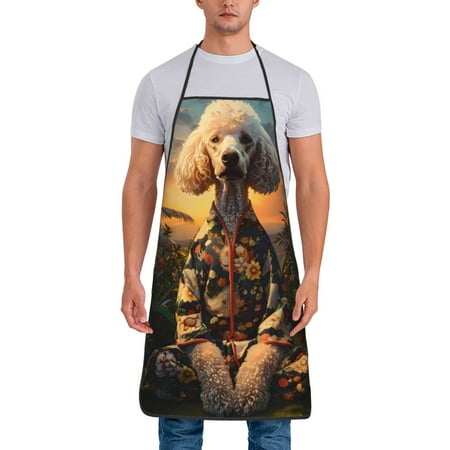 

Zeuib Flower Field Poodle Print Unisex Waterproof Aprons Cooking Aprons for Kitchen Gardening and Salon Water & Oil Resistant