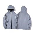 thumbnail image 2 of Hooded Jacket for Men with Night Reflective Zipper, Windproof and Water-Resistant Long Sleeve Casual Coat with Pocket, 2 of 9