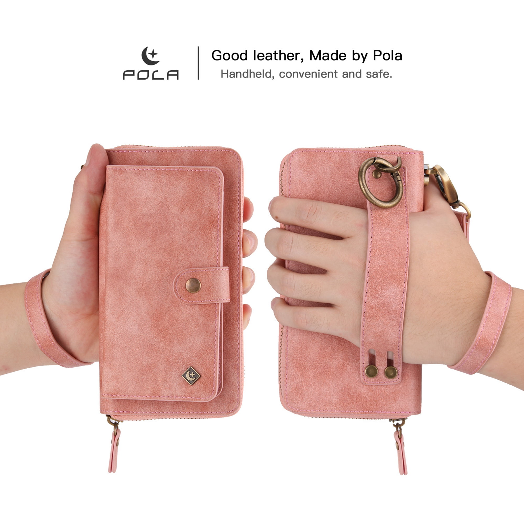 Galaxy S9 Wallet Detachable Case, Dteck [wrist band][14 Card Slots] Zipper Purse Phone Case Multi-functional Folio Flip PU Leather Removable Magnetic Back Cover For Samsung Galaxy S9,Pink