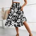 thumbnail image 4 of Floral Maxi Skirt for Women Summer Comfy Tiered Elastic High Waisted Skirts Vacation A-Line Flowy Swing Long Skirts Black XL, 4 of 5