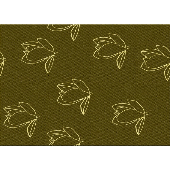 Ahgly Company Machine Washable Indoor Rectangle Transitional Dark Yellow Green Area Rugs, 7' x 10'