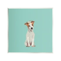 Stupell Industries Crowned Dog on Turquoise Animals & Insects Painting Unframed Art Print Wall Art, 12 x 12
