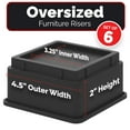 thumbnail image 2 of iPrimio Bed Risers 2 Inch - Square, 2 Inch Lift, Heavy Duty, 6 Pack, Up to 10000lbs - Bed Raising Blocks, Furniture Risers - Safe, Sturdy Bed Lifts for College Dorm Rooms, Couches, Tables, Desk Riser, 2 of 6