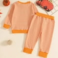 thumbnail image 5 of Staki Back to School Outfits for Girls Toddler Girl Clothes Kids Outfits Long Sleeve Sweatshirt Bell Bottom Pants Set (Orange,12-18 Months), 5 of 8