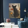 thumbnail image 5 of Kdxio Black Cat in Wildflowers Pattern Canvas Wall Art 12x16 Inches - Waterproof HD Print Solid Wood Frame for Living Room & Bathroom,Vertical, 5 of 8