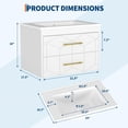 thumbnail image 2 of Floating Bathroom Vanity with Sink 30 inch, Modern Bathroom Sink Cabinet, Ceramic Vanity Top, 2 Large Storage Drawers with Gold Metal Handle, Easy to Assembly, 2 of 7
