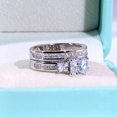 thumbnail image 6 of Couple Rings White Gold Plated 925 Sterling Silver Ring Square 1.5CT CZ Women Wedding Ring Sets Men Titanium Steel Ring, 6 of 7