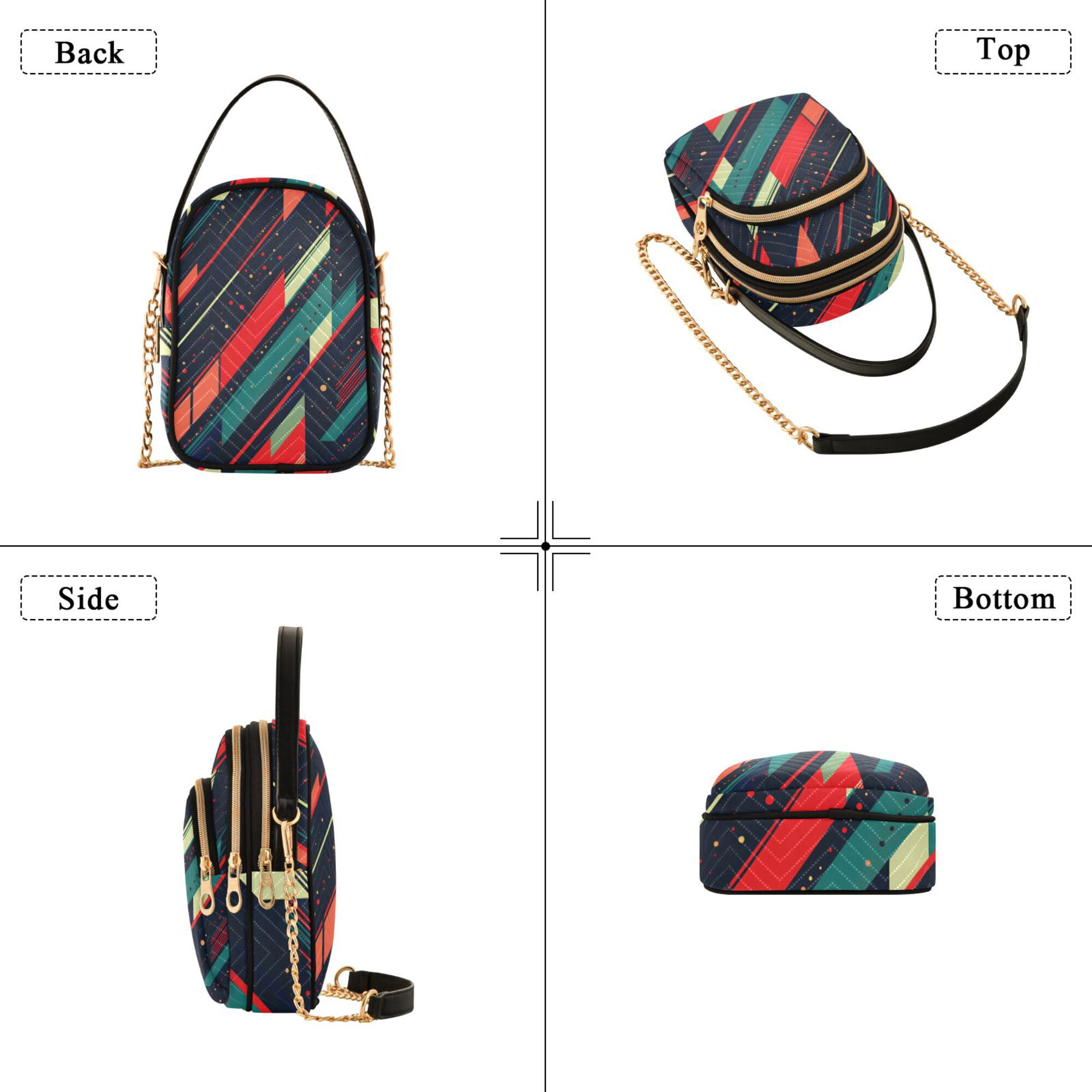 FORMRS Crossbody Bag for Women Quilted Travel Shoulder Cell Phone Purse with Chain Strap Handbag, Orange Abstract Lines