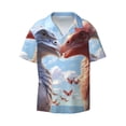 thumbnail image 4 of Uemuo Red And White Bird Couple Pattern Cotton Linen Short Sleeve Shirts,Casual Lightweight Button Down Shirts,Vacation Beach Summer Tops-3X-Large, 4 of 7