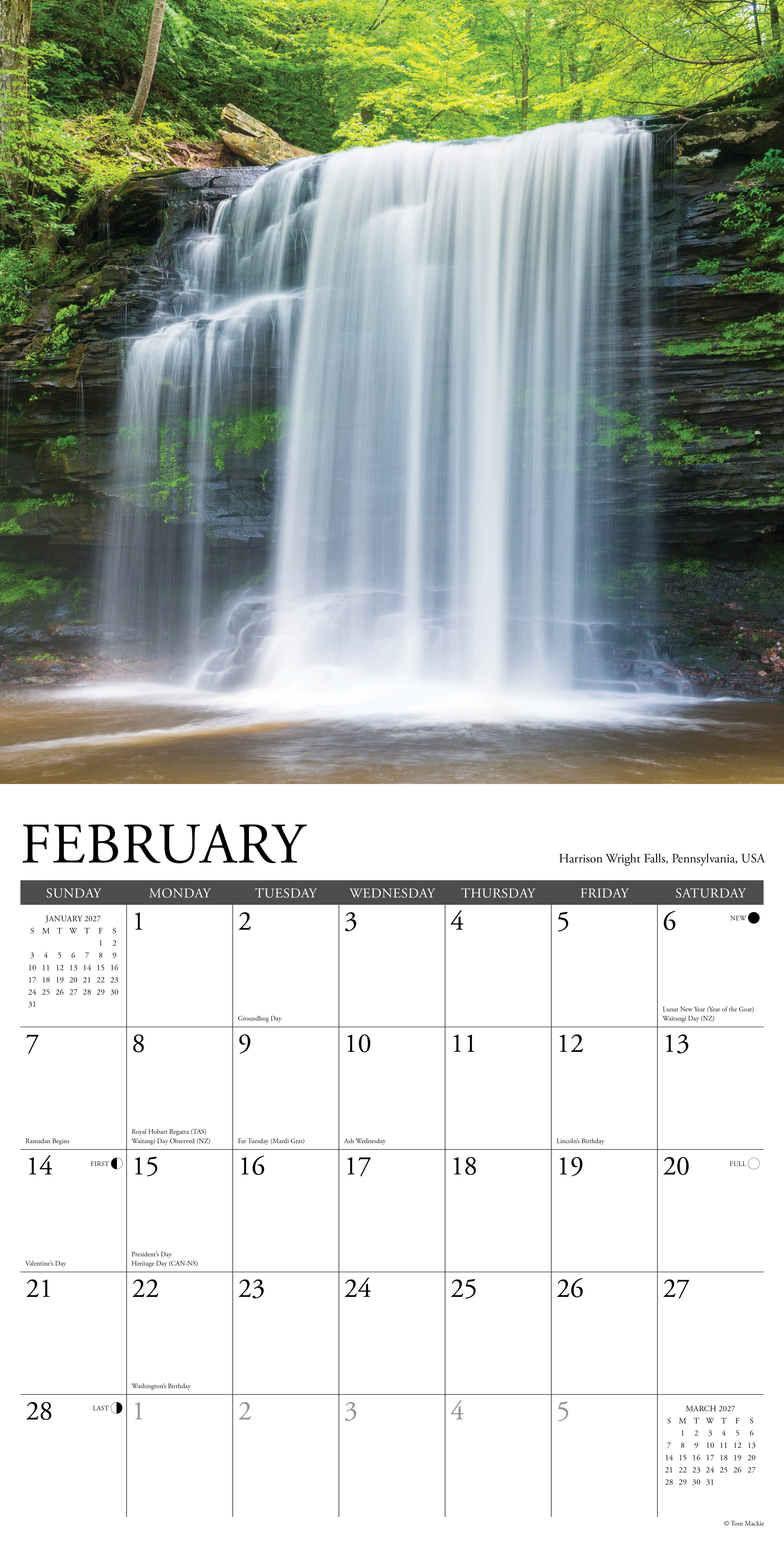 Willow Creek Press, Waterfalls 2027 Wall Calendar