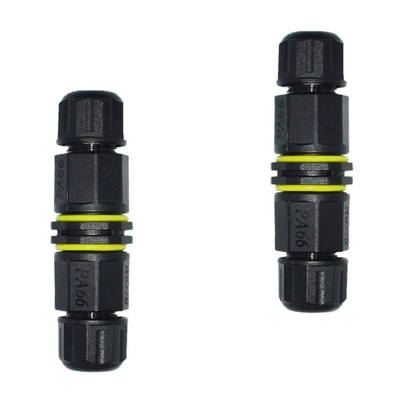 Masteelf 2pcs IP68 Waterproof Connector 3 Pin 2 Way Cable Terminal Adapter Wire Connector Screw Pin LED Light Connector (Black)