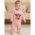 thumbnail image 4 of BemeyourBBs Baby Girls Ribbed Romper Highland Cow Print Jumpsuits and Headband, 4 of 9