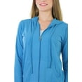 thumbnail image 6 of ToBeInStyle Women's Thin Fabric Long Sleeve Kangaroo Pocket Zip Up Hoodie - Steel Blue - Large, 6 of 7